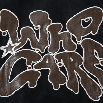 PU Leather Polo Collar Jacket Men