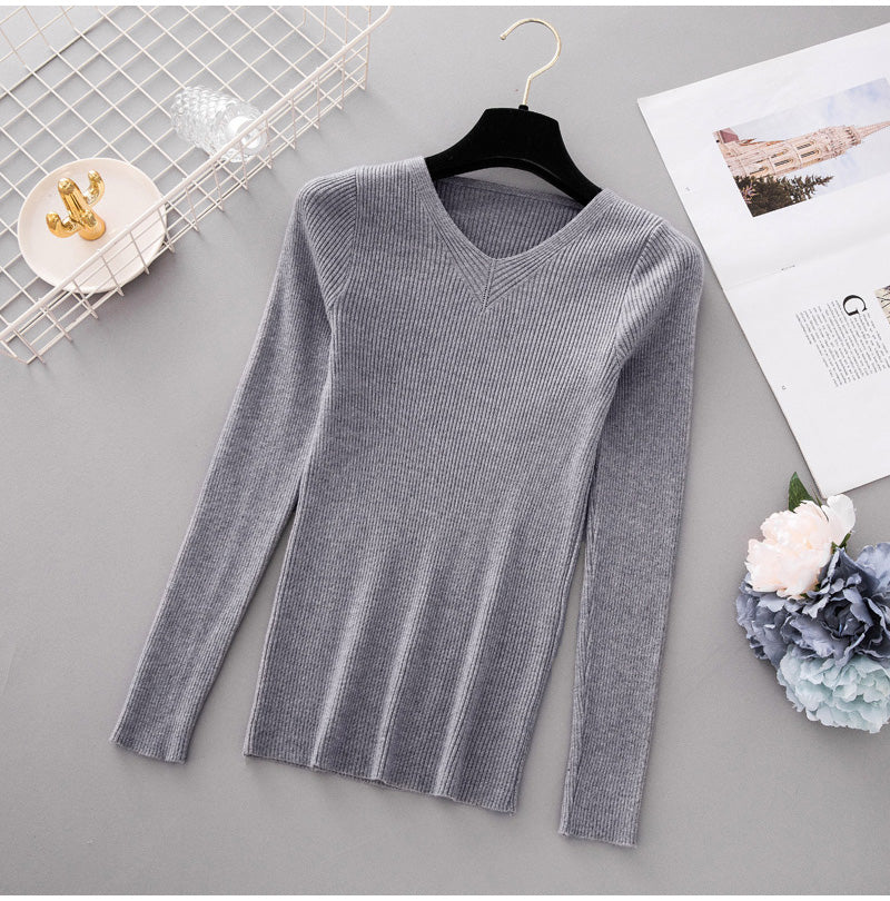 Women's Knit V-neck Sweater Fall Winter Sweater