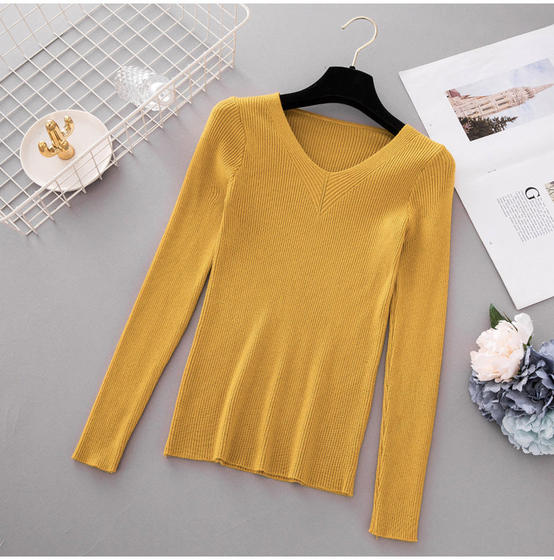 Women's Knit V-neck Sweater Fall Winter Sweater