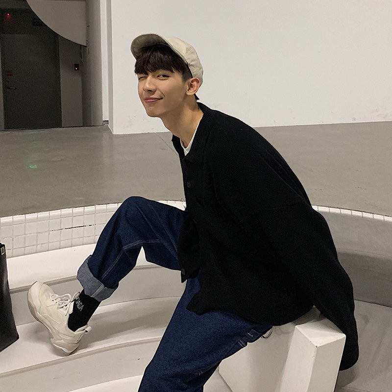 Winter Men's Sweater Loose Big Pocket BF Wind Sweater