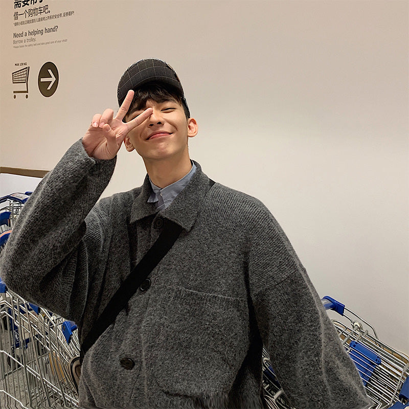 Winter Men's Sweater Loose Big Pocket BF Wind Sweater