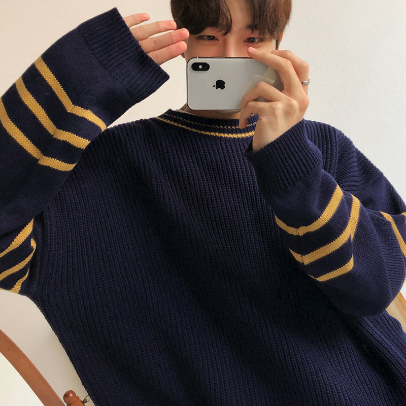 Winter Round Neck Sweater Men's Loose Lazy Style Sweater