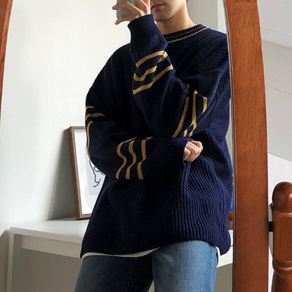 Winter Round Neck Sweater Men's Loose Lazy Style Sweater