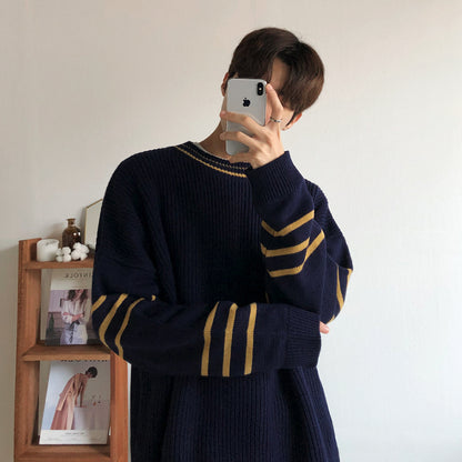 Winter Round Neck Sweater Men's Loose Lazy Style Sweater