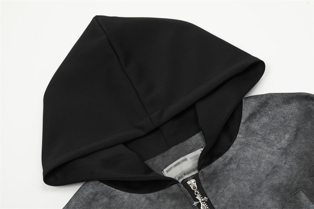 Tie-dye Gradient PU Leather Jacket For Men