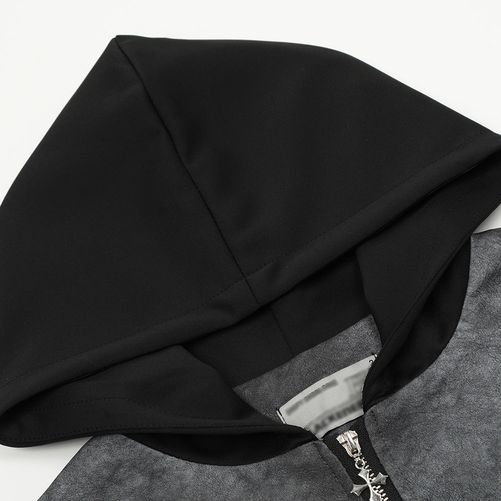 Tie-dye Gradient PU Leather Jacket For Men