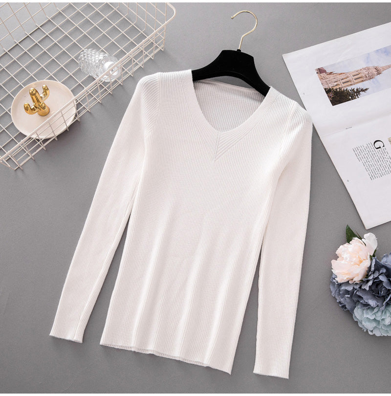 Women's Knit V-neck Sweater Fall Winter Sweater