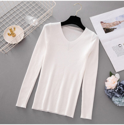 Women's Knit V-neck Sweater Fall Winter Sweater