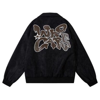 PU Leather Polo Collar Jacket Men