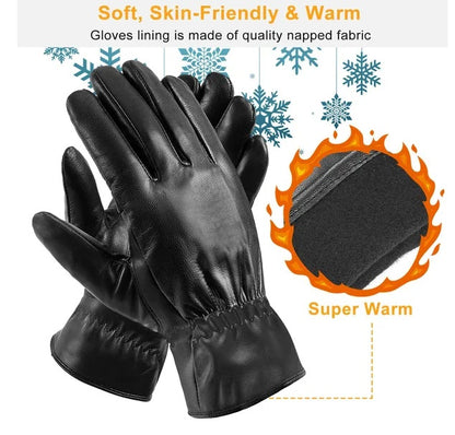 Unisex Leather Winter Warm Gloves Outdoor Windproof Soft Gloves Cycling Skiing Running Cold Winter Gloves