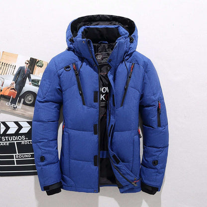 Men's casual fit type winter coat with zipper and cotton filling, thick non-hooded cardigan style