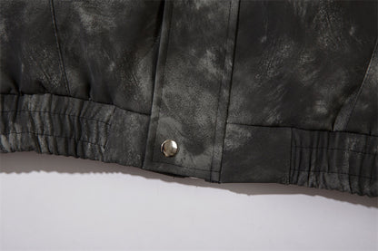 Tie-dyed Loose PU Leather Jacket For Men