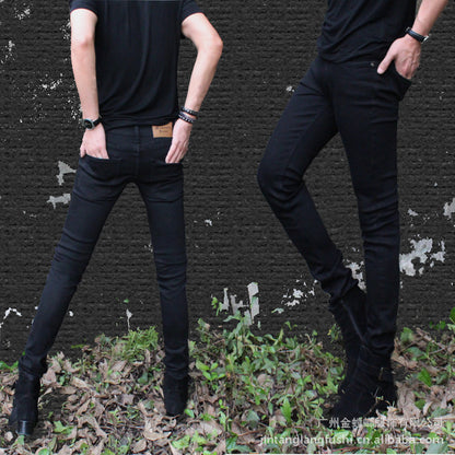 Mens Black Stretch Skinny Jeans Pencil Pants
