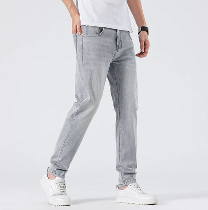 Light Wash Jeans Men's Slim Straight Leg Pants