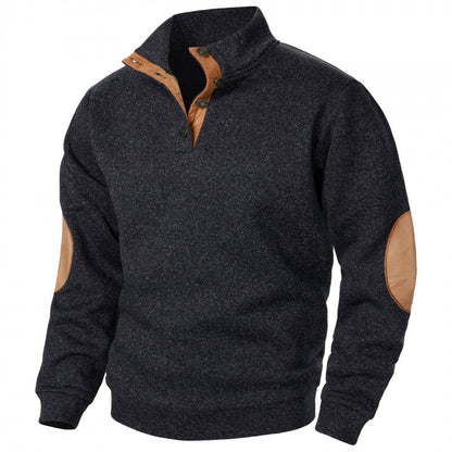 Men's Stand Collar Knitted Joint Stitching Casual Jacquard Cardigan Sweater