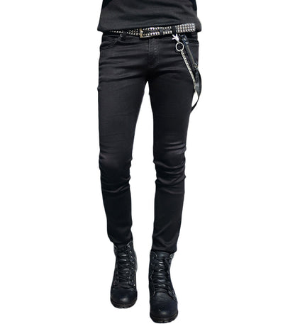 Mens Black Stretch Skinny Jeans Pencil Pants