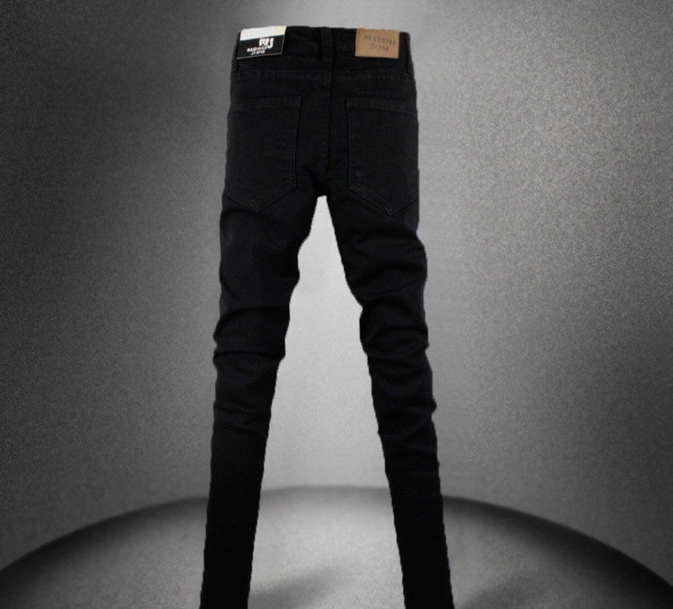 Mens Black Stretch Skinny Jeans Pencil Pants