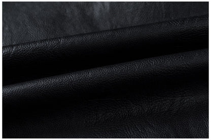 Motorcycle Stitching Leather Jacket Men Stand Collar Retro