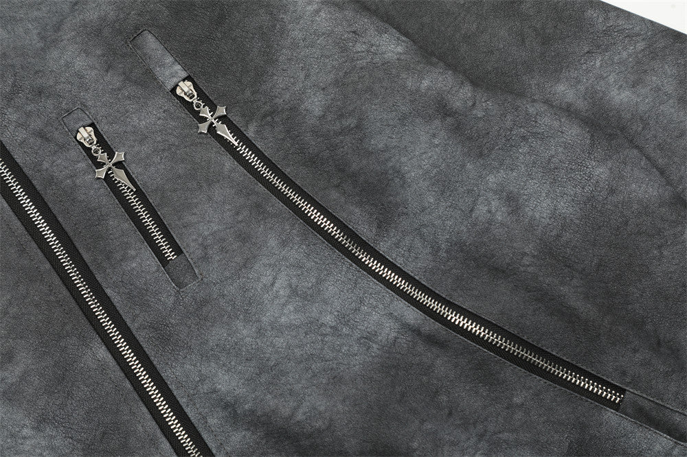 Tie-dye Gradient PU Leather Jacket For Men