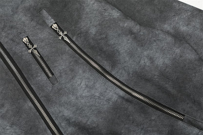 Tie-dye Gradient PU Leather Jacket For Men