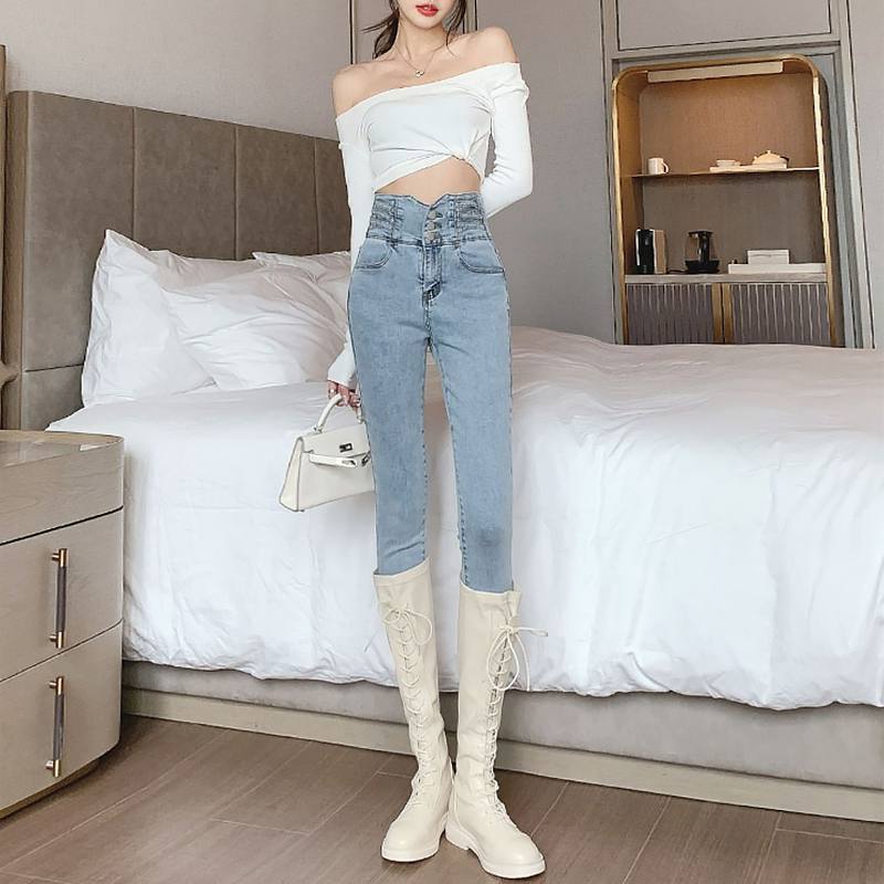 New Womens High Waisted Skinny Jeans Figure Hugging Slim Fit And Stretchy
