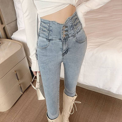 New Womens High Waisted Skinny Jeans Figure Hugging Slim Fit And Stretchy