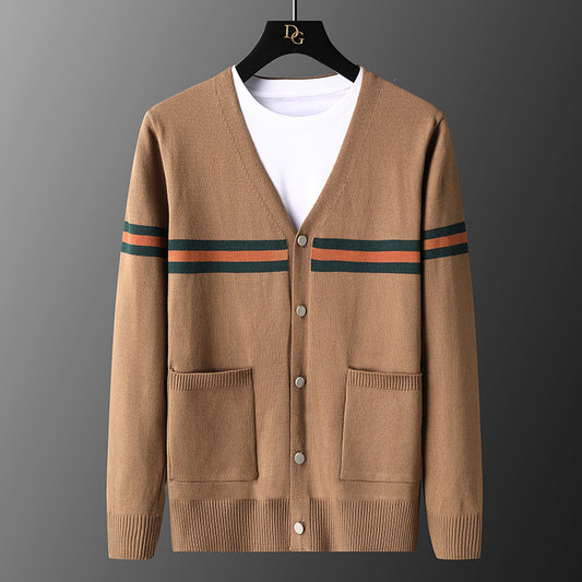 Autumn And Winter Cardigan Sweater Men's Slim Knit Sweater