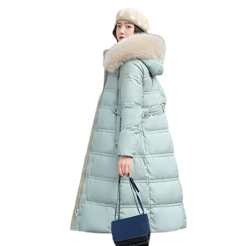 Womens Mid-length Below-the-knee Loose-fitting Padded Cotton Coat