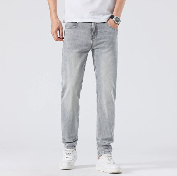 Light Wash Jeans Men's Slim Straight Leg Pants