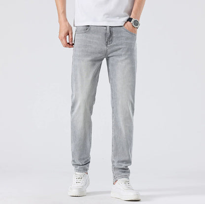 Light Wash Jeans Men's Slim Straight Leg Pants