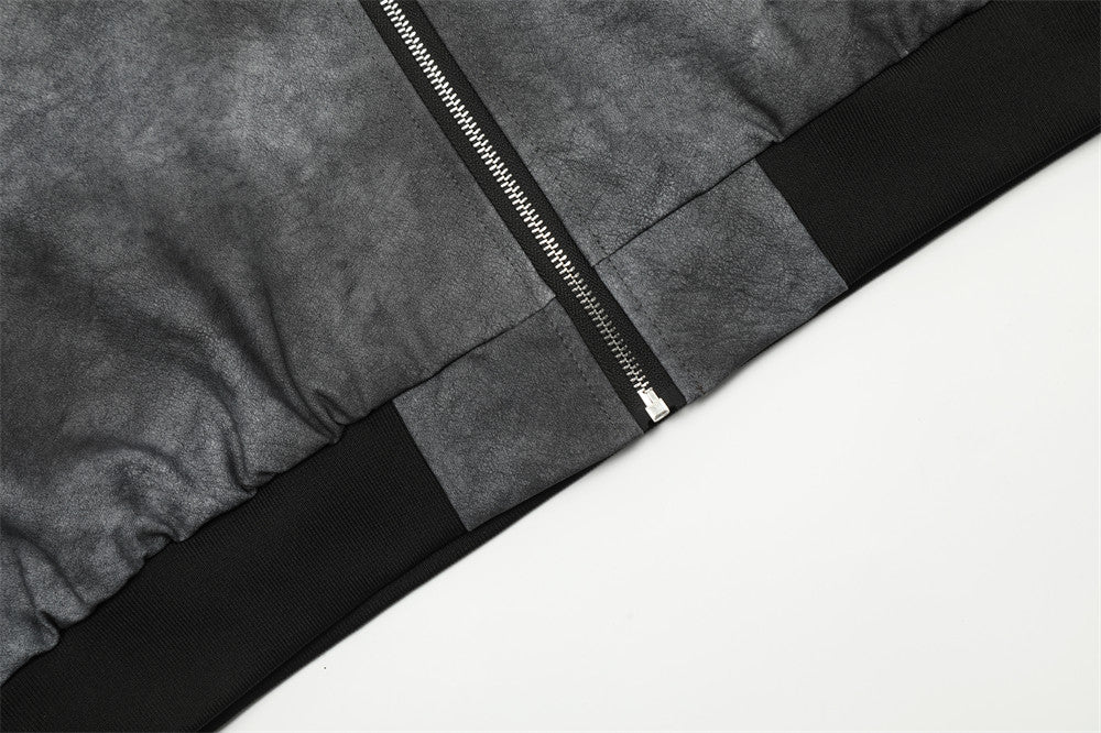 Tie-dye Gradient PU Leather Jacket For Men